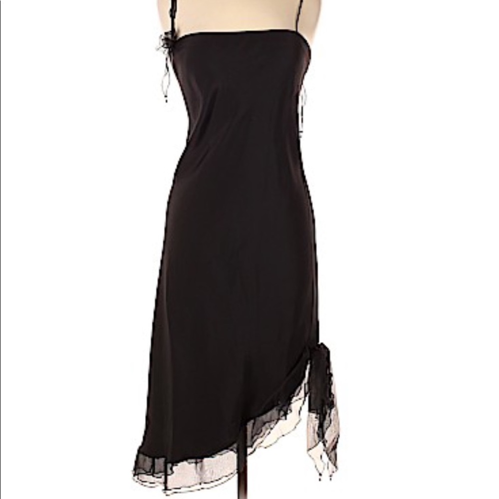 Carol Peretz Dress Black Party Flowy Asymmetrical Hemline Size Small
